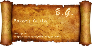 Bakony Gyula névjegykártya